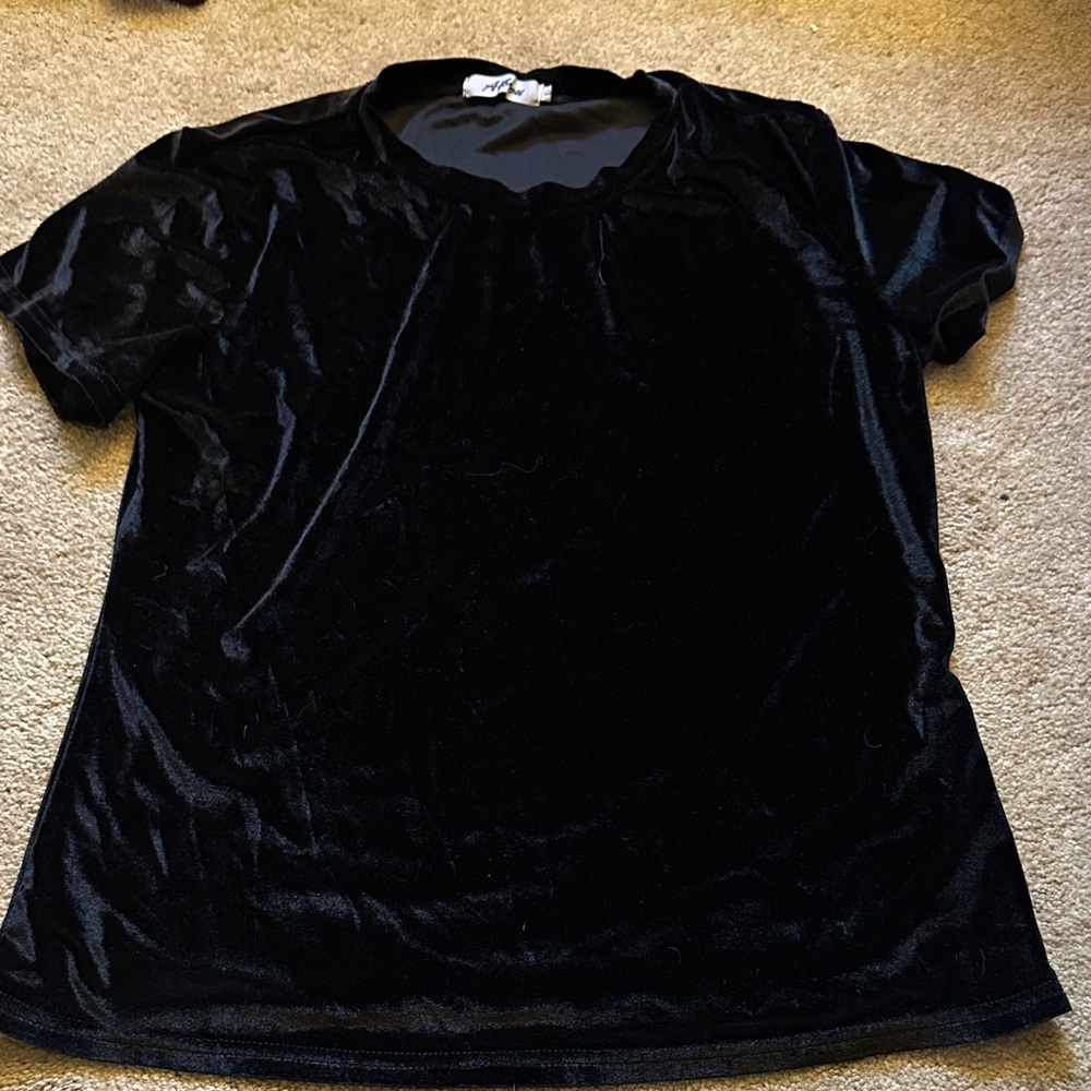 Black Velvet Short Sleeve Top